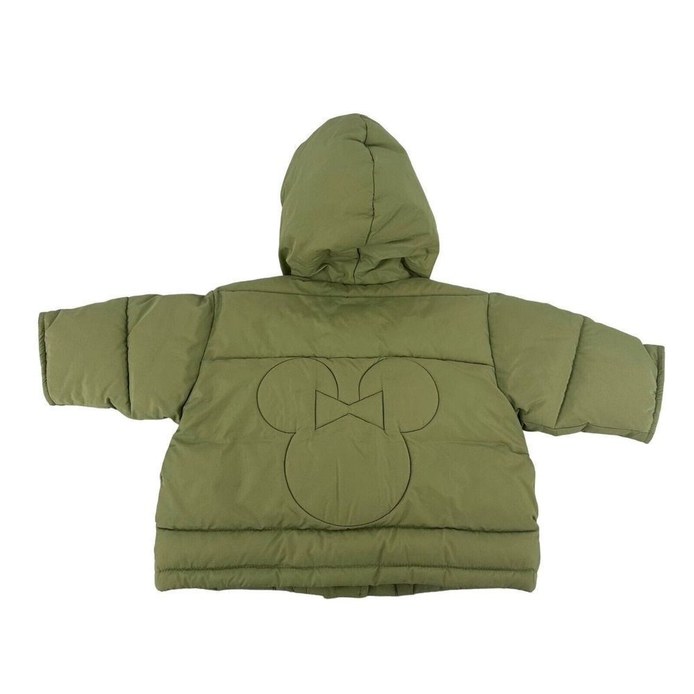 Walt Disney Collection Puffer Jacket Green Minnie Mouse Hooded Baby Girl 6 Month